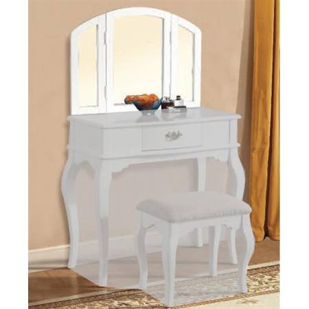 Maren White Solid Wood Glass Tri Fold Mirror